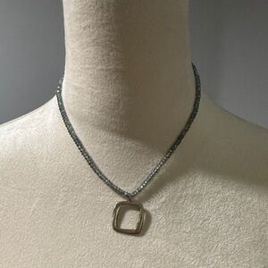 Chic Silver Square Pendant Necklace